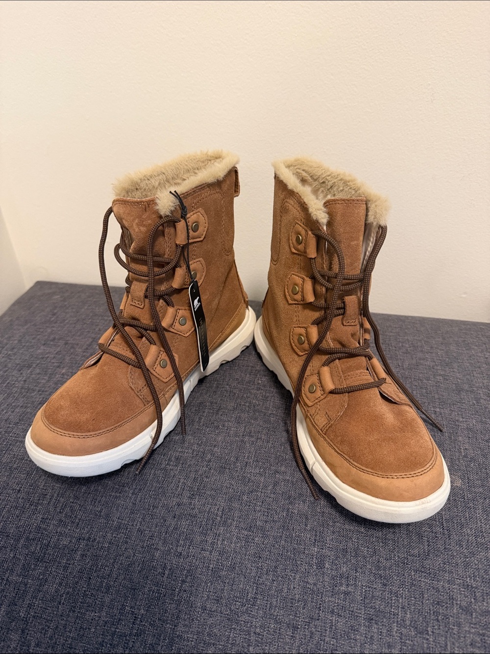 Sorel Tan Faux-Fur Lace-Up Winter Boots